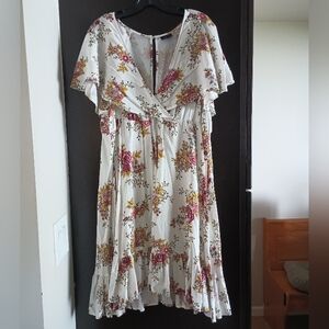 Floral Challis Capelet Dress